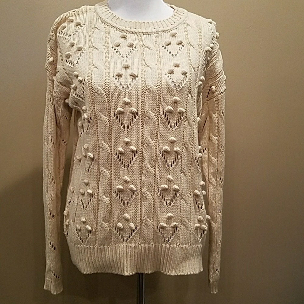 Women's Cream Cable Knit Sweater